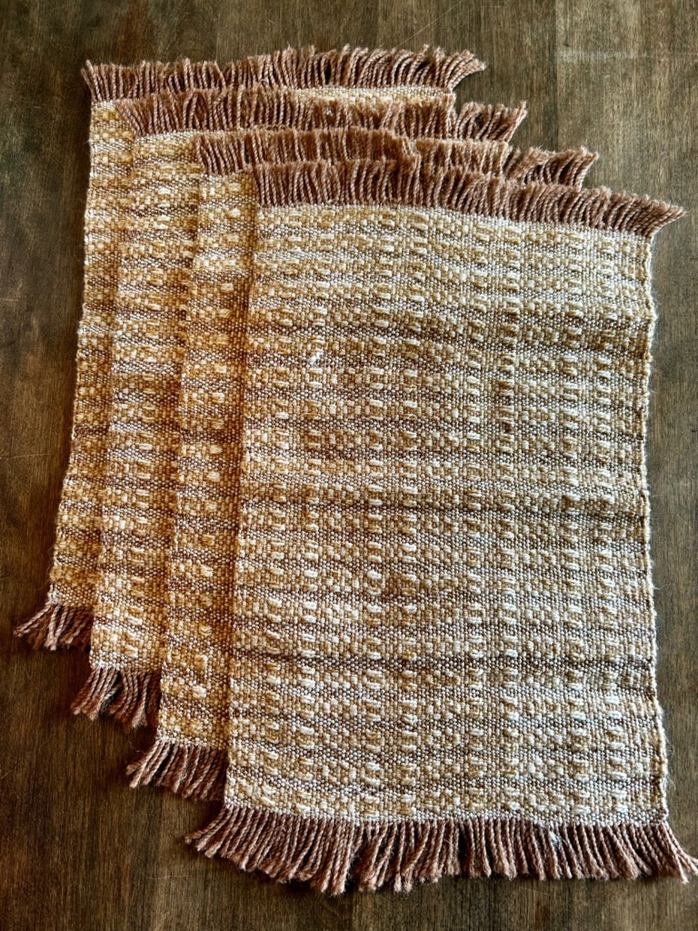 Vintage Handwoven Textured Placemats - Neutral Brown & Cream